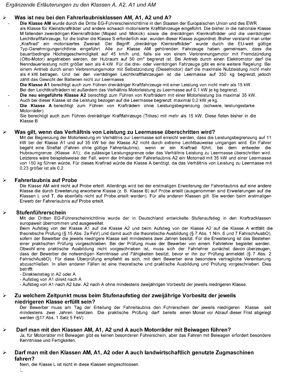 Zusatz Infos zu den Motorradklassen